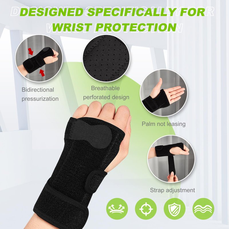 Shappy Bowling Wrist Support Brace with Thumb Spica Splint Right Hand Breathable Wrist Gloves Splint with Removable Aluminum Plate for Women Tendonitis Arthritis Sprains (Black)