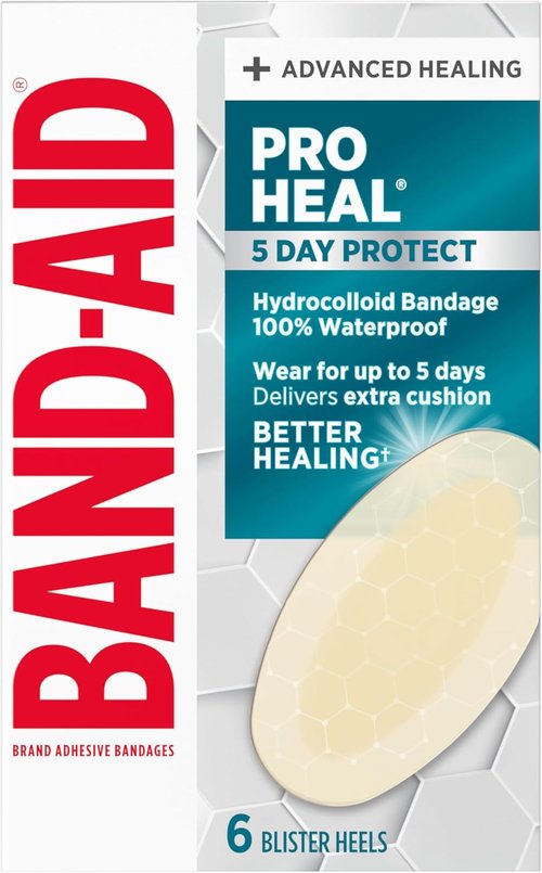 BAND-AID Pro Heal Hydrocolloid Blister Bandages - 100% Waterproof, Extra Cushion, 6 Count