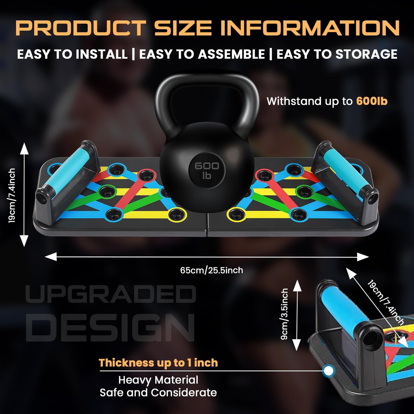 Push Up Board with Adjustable Jump Rope | Push Up Board for Men & Women | Multi-functional Push Up Bar System | Perfect Pushup Board for Exercise | Home Workout Equipment (9 in 1 Black)