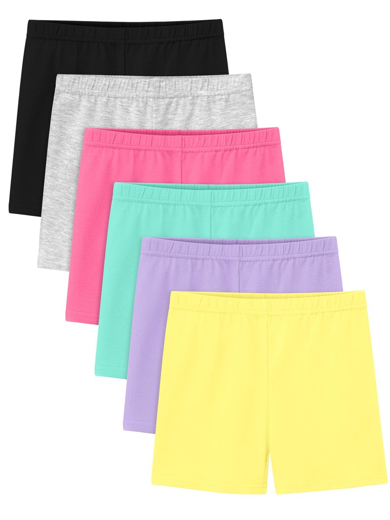Ruisita 6 Pack Girls Cotton Biker Cartwheel Shorts Kids Safety Under Dress Dance Shorts