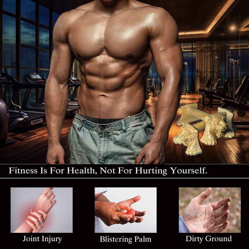 Tiger Power,Wood Pushup Bars Non-Slip Base Exercise Home.