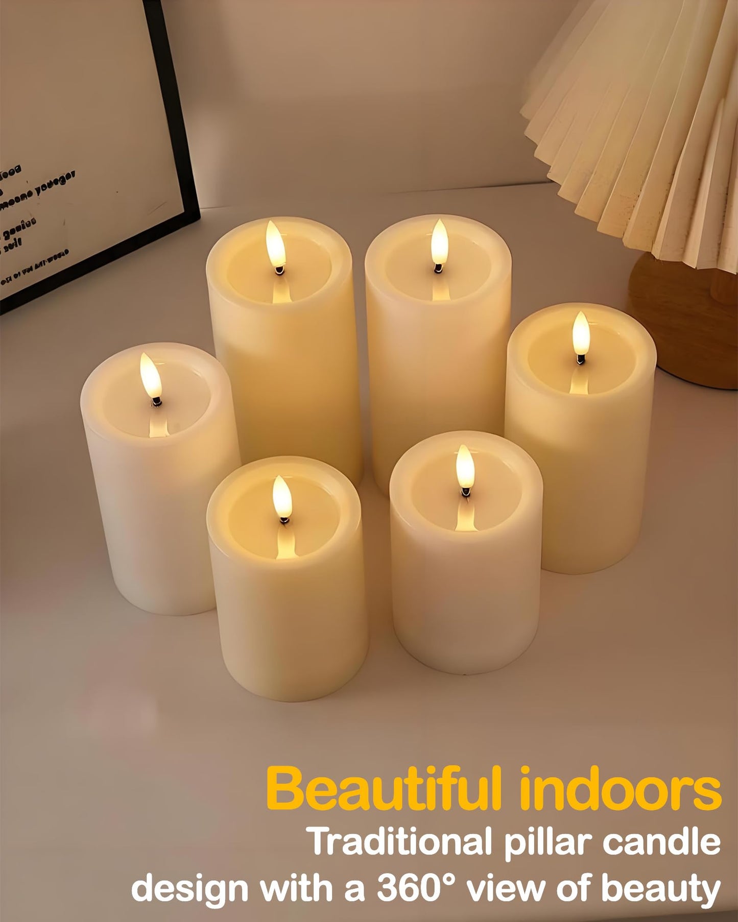 Gmnee 3"x4" Outdoor Waterproof Flameless Candles with Remote and Timers, LED Candles, Battery Operated Candles, Electric Fake Pillar Candles for Patio, Porch, and Lanterns Decor (Ivory)