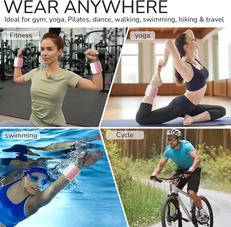 Pilates Wrist Weights, Ankle Weights for Women, Magnetic weight-bearing wristband 2 Pack (1.1LB Each)–Stackable, Silicone (Waterproof), Non-Slip, Easy Wear, Adjustable (Men & Women), Ideal for Jogging/Yoga & More, Swimming Great Gift