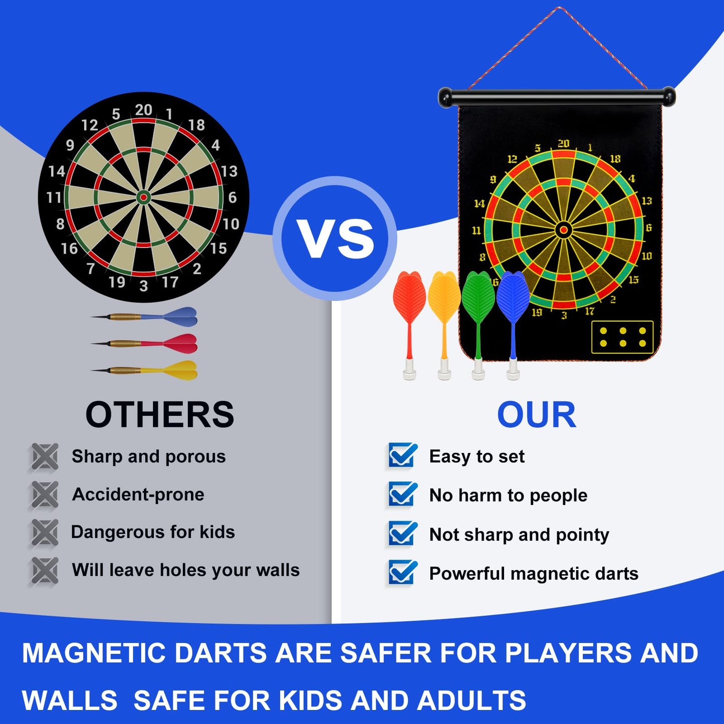 Magnetic Dart Board Outdoor Game Suitable for Children to Play Comes with 12 Darts Best Toys Gifts for Teenage Boys Girls Age 5 6 7 8 9 10 11 12 Years (15in)
