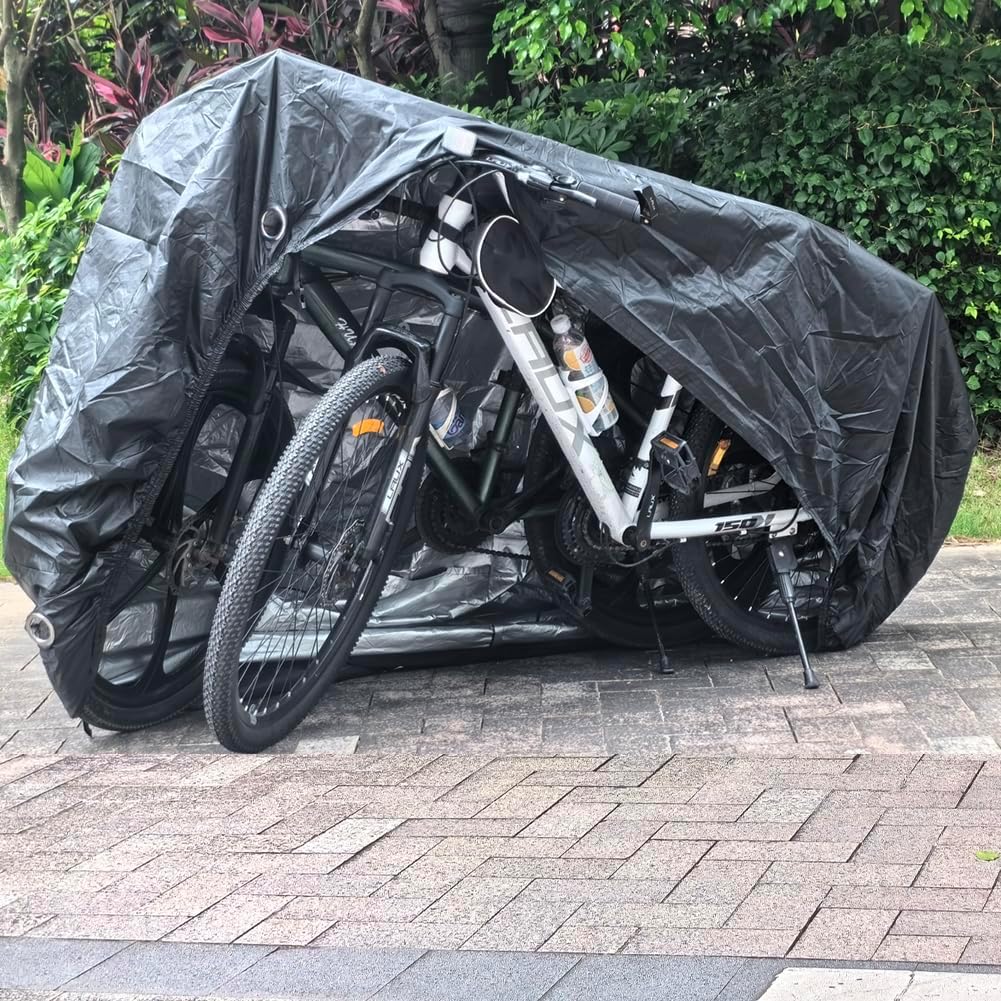 Skiennix 2XL Large Waterproof Bike Covers - Outdoor Protection for 2 or 3 Bicycles with Lock Hole