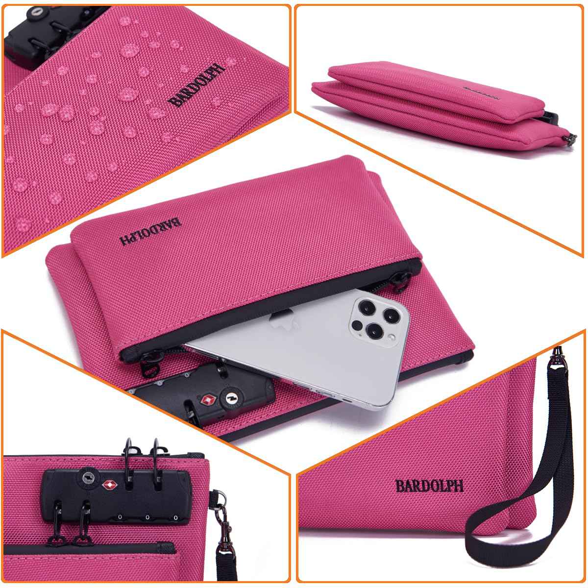 Money Bag with Lock, Double layer Men & Women's Locking Accessories Pouch, Bank Bag, Passports, Notary Supplies, Valuable StorageBag,CashBag and Zipper NotaryBag with Lock