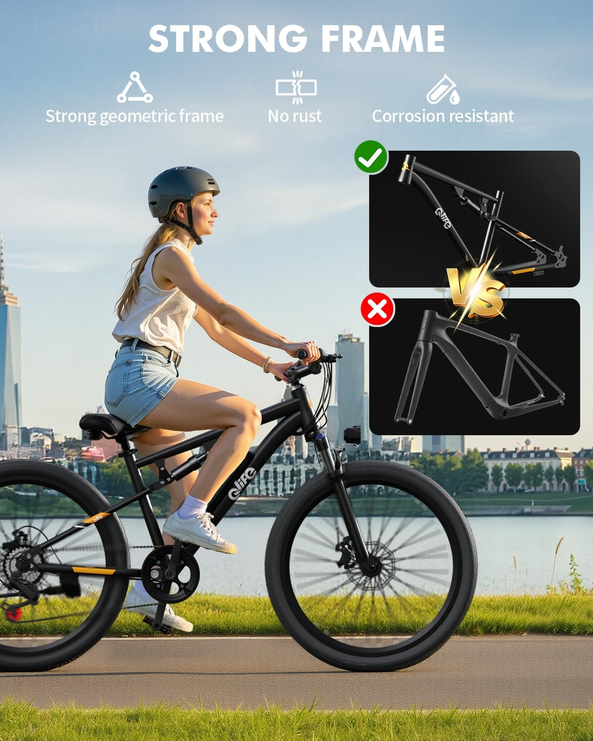 Qlife Racer Electric Bike - 21-Speed Lightweight E-MTB with 1000W Motor, 375Wh Battery, 26" Tires | Up to 40 Miles