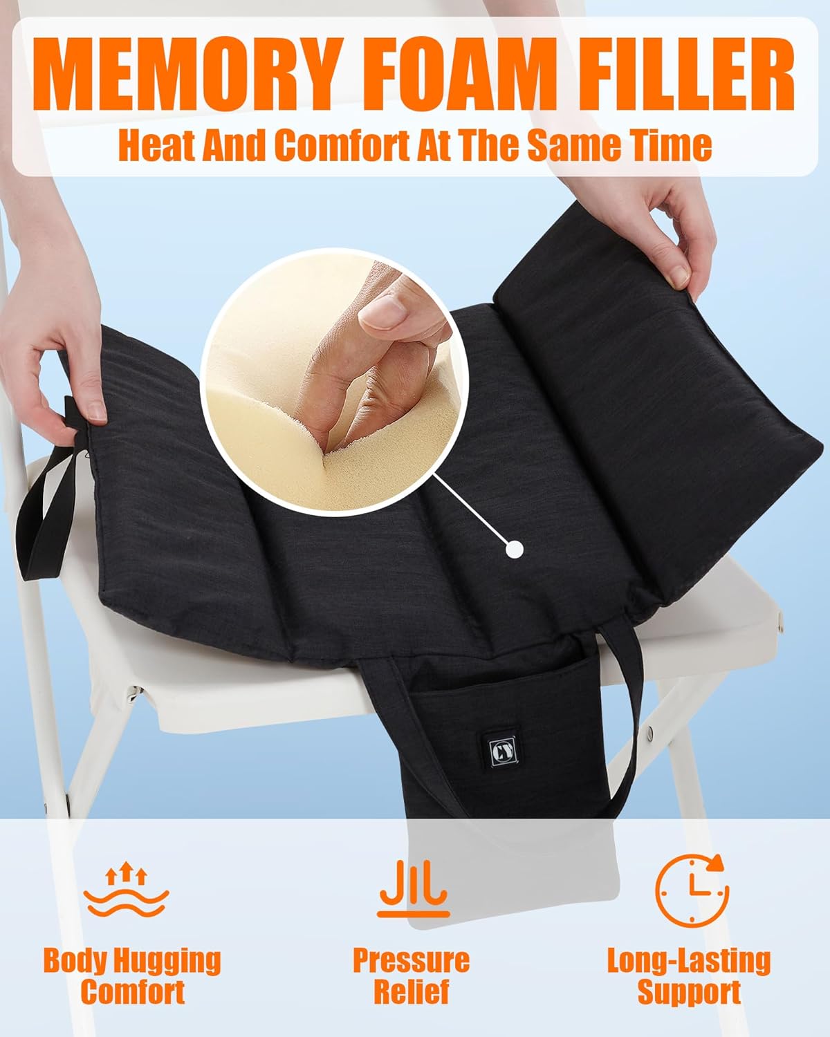 Skiennix 10000mAh Heated Seat Cushion - Portable USB Rechargeable Heating Pad for Office & Stadium Use