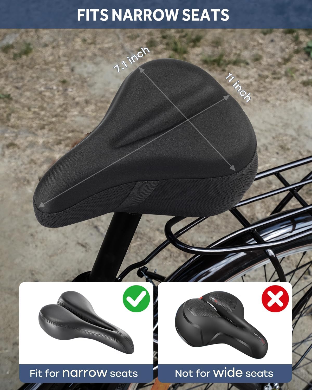 Skiennix Bike Seat Cushion - Comfortable Gel Saddle Cover for Indoor & Outdoor Cycling | Universal Fit for Peloton & Road Bikes