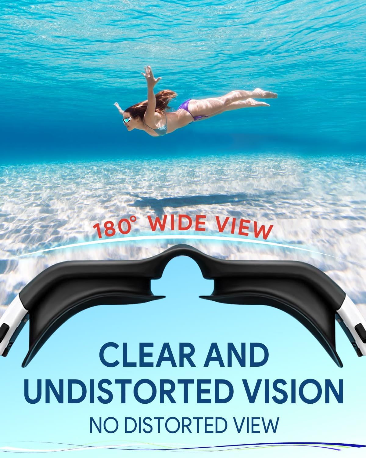 Polarized Swim Goggles by [Brand Name] - Anti-Fog, No Hair Pulling Bungee Strap | Ideal for Adults