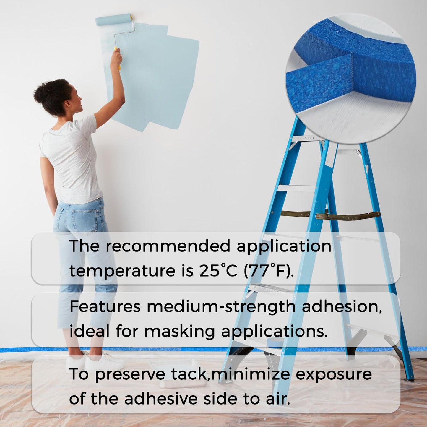 SWRT 1 Inch x 55 Yards x 12 Rolls (660 Total Yards) Premium Blue Painters Tape - Upgraded Adhesive Masking Tape, Paint Tape, Multi-Surface Blue Tape for Painting, No Residue, Easy Removal, Trim