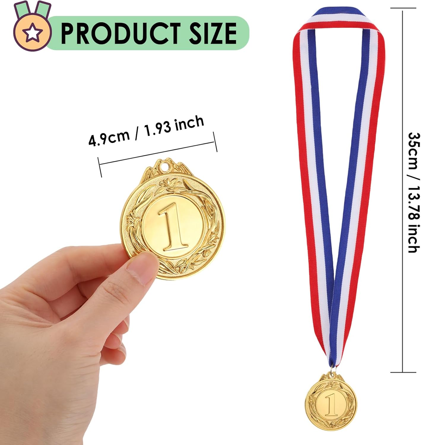 Simpeak 12-Piece Winner Medals Set - Olympic-Themed Awards for Sports Ceremonies | 2 Inches