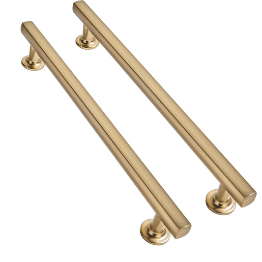 CABDM 8 inch (203mm) 10 Pack Brushed Brass Cabinet pulls Solid Heavy-Duty Handles Hardware for Kitchen Badroom Drawer Square Pulls Cupboard Cabinets