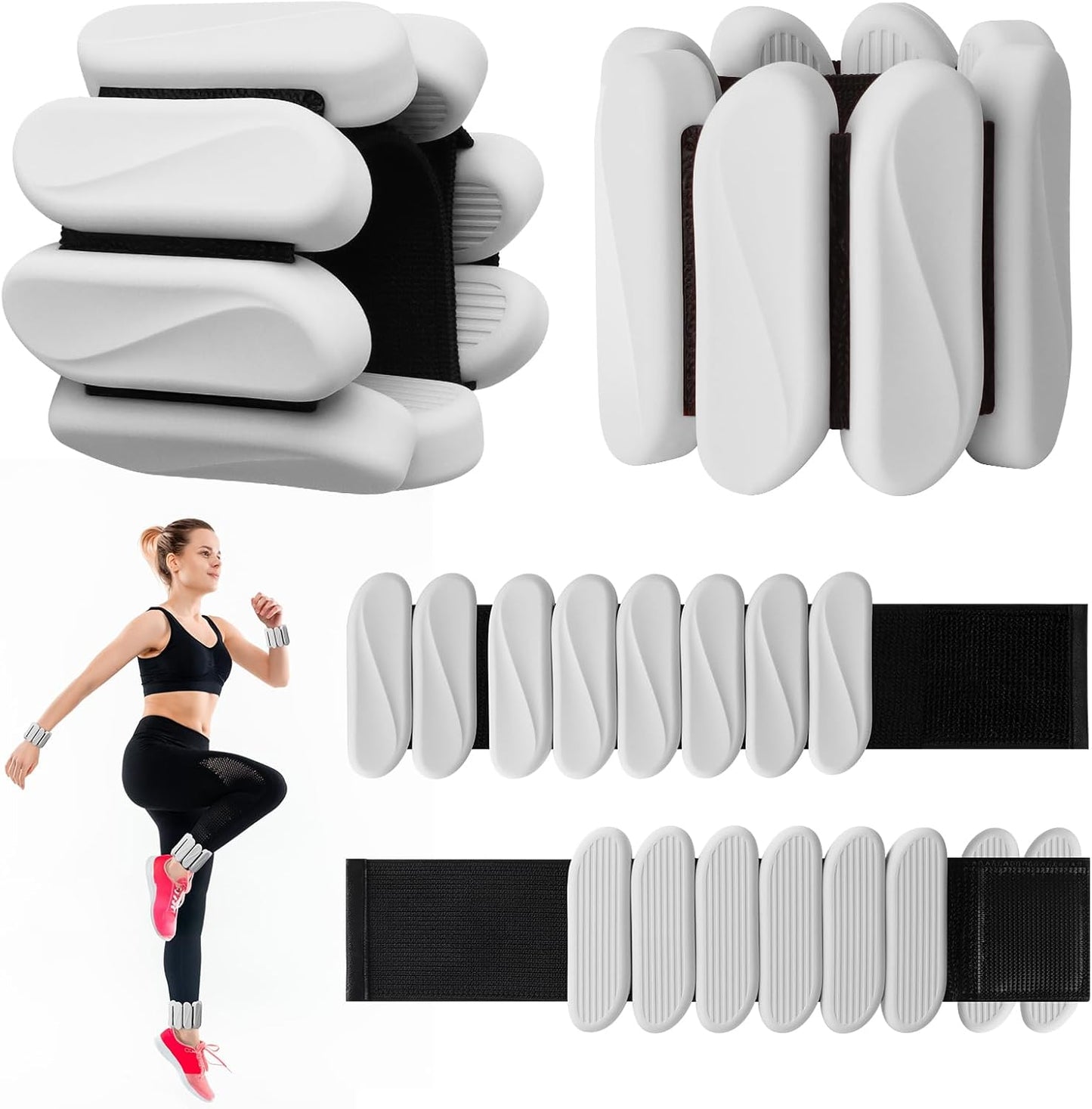 Skiennix 2lb Wrist Weights - Adjustable Silicone Arm & Ankle Weights for Walking, Yoga & Gym