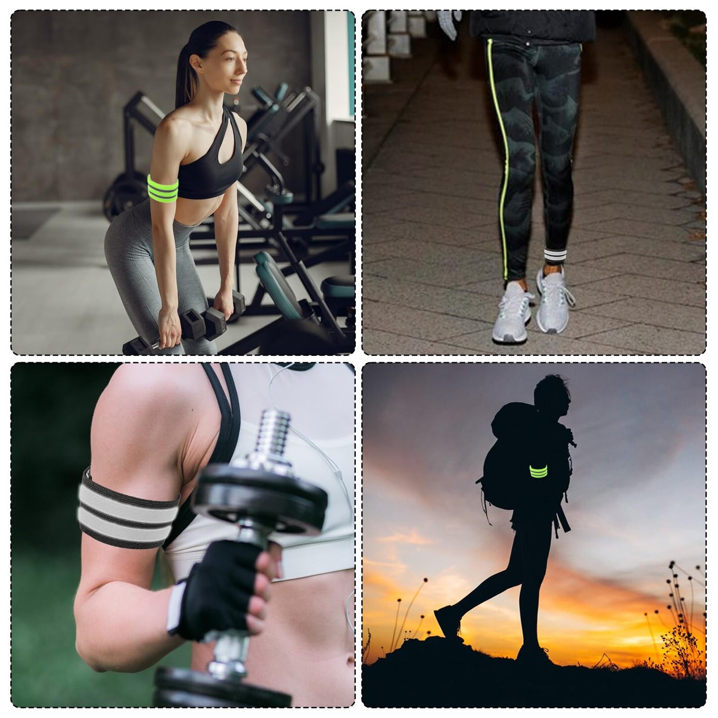 AOZUO 6Pcs High Visibility Reflective Bands, Elastic Ankle Straps Wristbands Reflective Arm Bands for Night Walking Reflective Gear for Bike Pants Cuff Clip Cycling Running Jogging Outdoors Hiking
