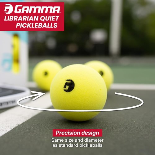 Gamma Librarian Foam Pickleball Balls - Low-Noise Practice Balls with True Bounce | Yellow Foam, 48 Box, 3 Pack, or 6 Pack