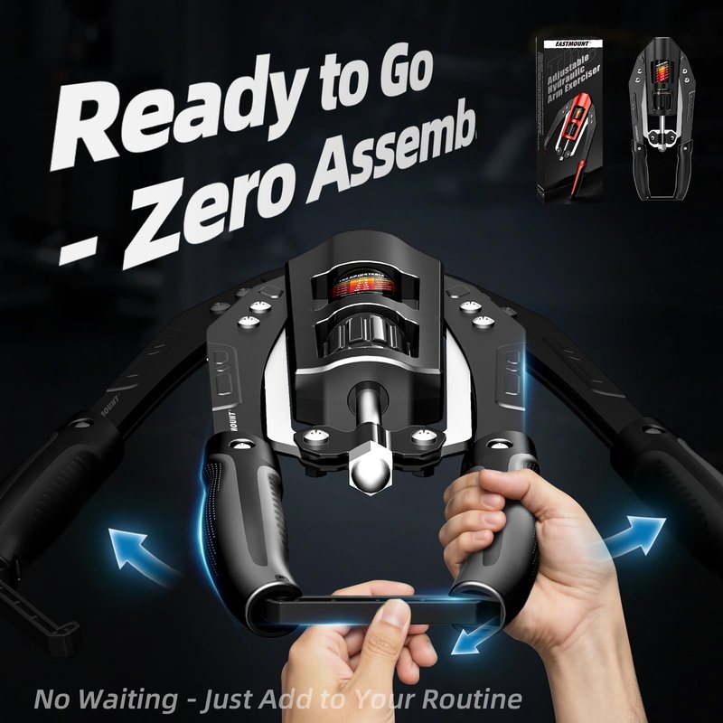 EAST MOUNT Twister Arm Exerciser - Adjustable 22-440lbs Hydraulic Power Twister, Home Chest Expander, Shoulder Muscle Training Fitness Equipment, Arm Enhanced Exercise Strengthener (FullBlack)