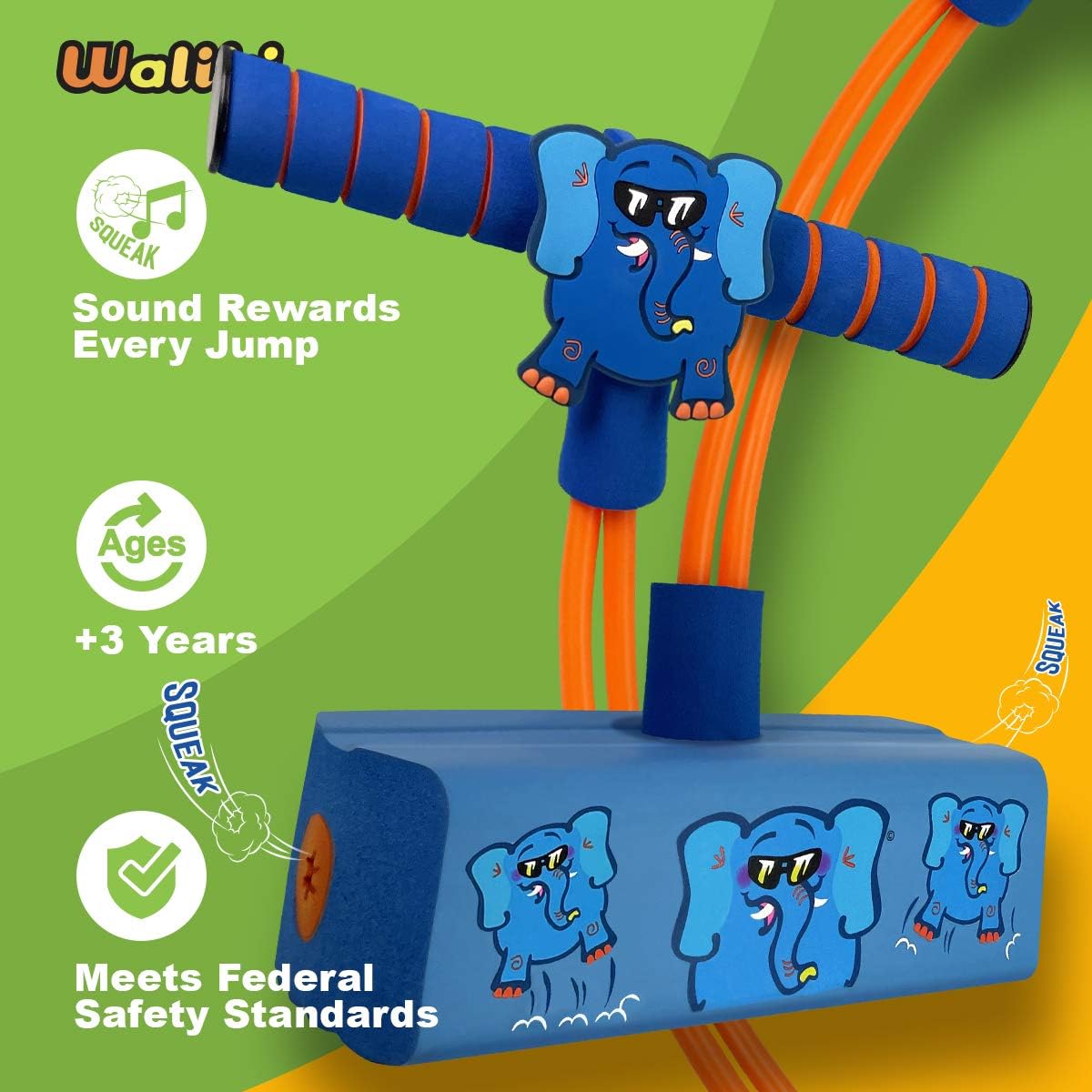 WALIKI Foam Pogo Hopper - Elephant Jumper | Fun and Safe Toy for 4-Year-Olds