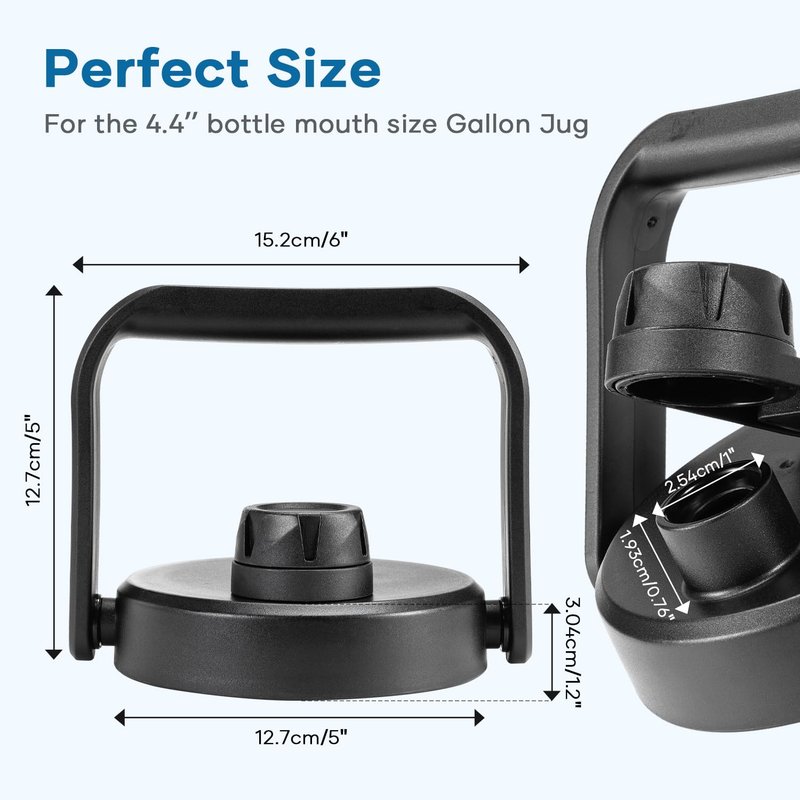 BUZIO Replacement Lid for 256 oz Gallon Water Bottle, 4.4 in Leak Proof Cap with Large Handle for Insulated Gallon Jug, BPA-Free Wide Mouth Top Chug Cover Accessorie