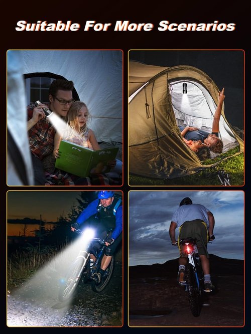 Bike Lights for Night Riding with Power Bank Function, USB-C Rechargeable Bike Lights, Bicycle Headlight Front and Back, Aluminum Alloy Construction, IPX6 Waterproof Rating 5 Lighting Modes