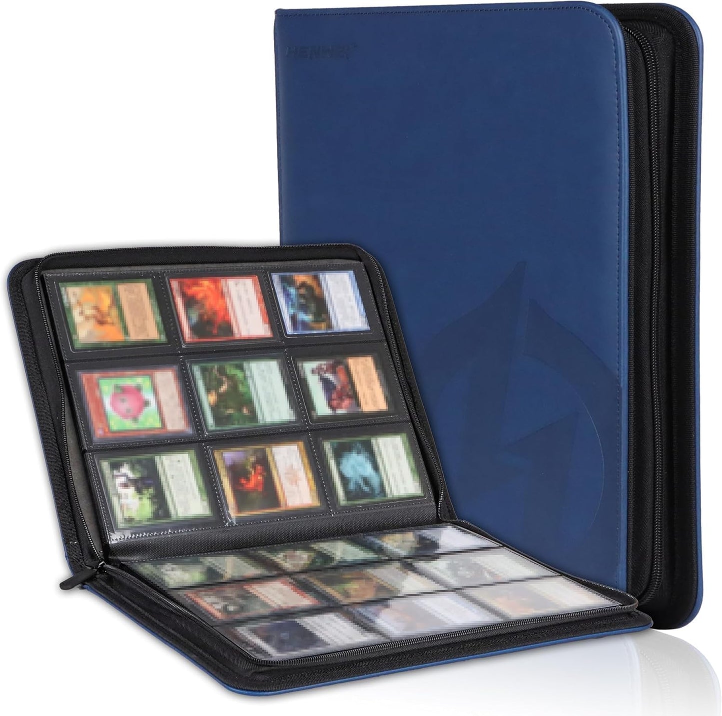 Skiennix 9-Pocket Trading Card Binder - Premium PU Leather, Soft Suede Lining | Holds 360 Cards