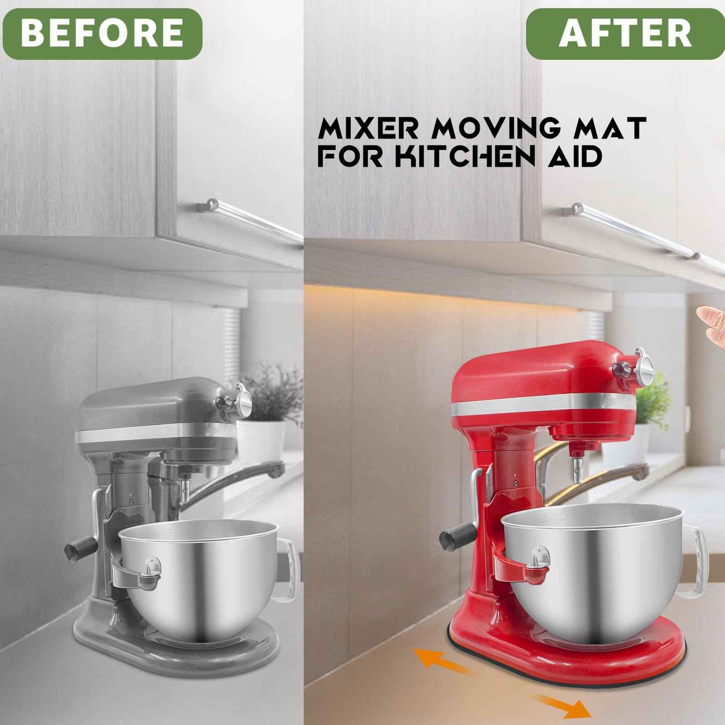 Mixer Slider Mat for Kitchen Aid 5-8 Qt Bowl Lift Stand Mixer, Counter Sliding Mat Kitchen Appliance Sliding Tray for Kitchenaid 5-8 Qt Professional Mixer Countertop Storage Accessories Moving Board