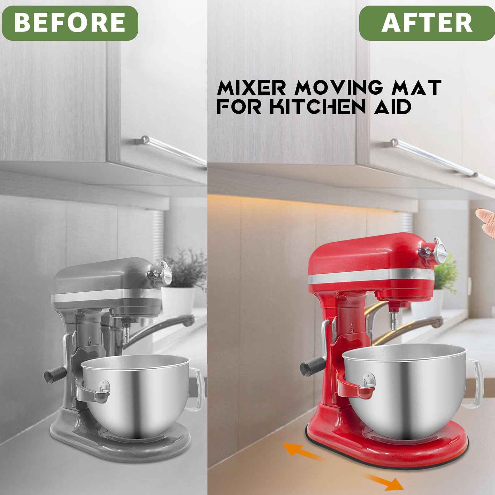 Mixer Slider Mat for Kitchen Aid 5-8 Qt Bowl Lift Stand Mixer, Counter Sliding Mat Kitchen Appliance Sliding Tray for Kitchenaid 5-8 Qt Professional Mixer Countertop Storage Accessories Moving Board