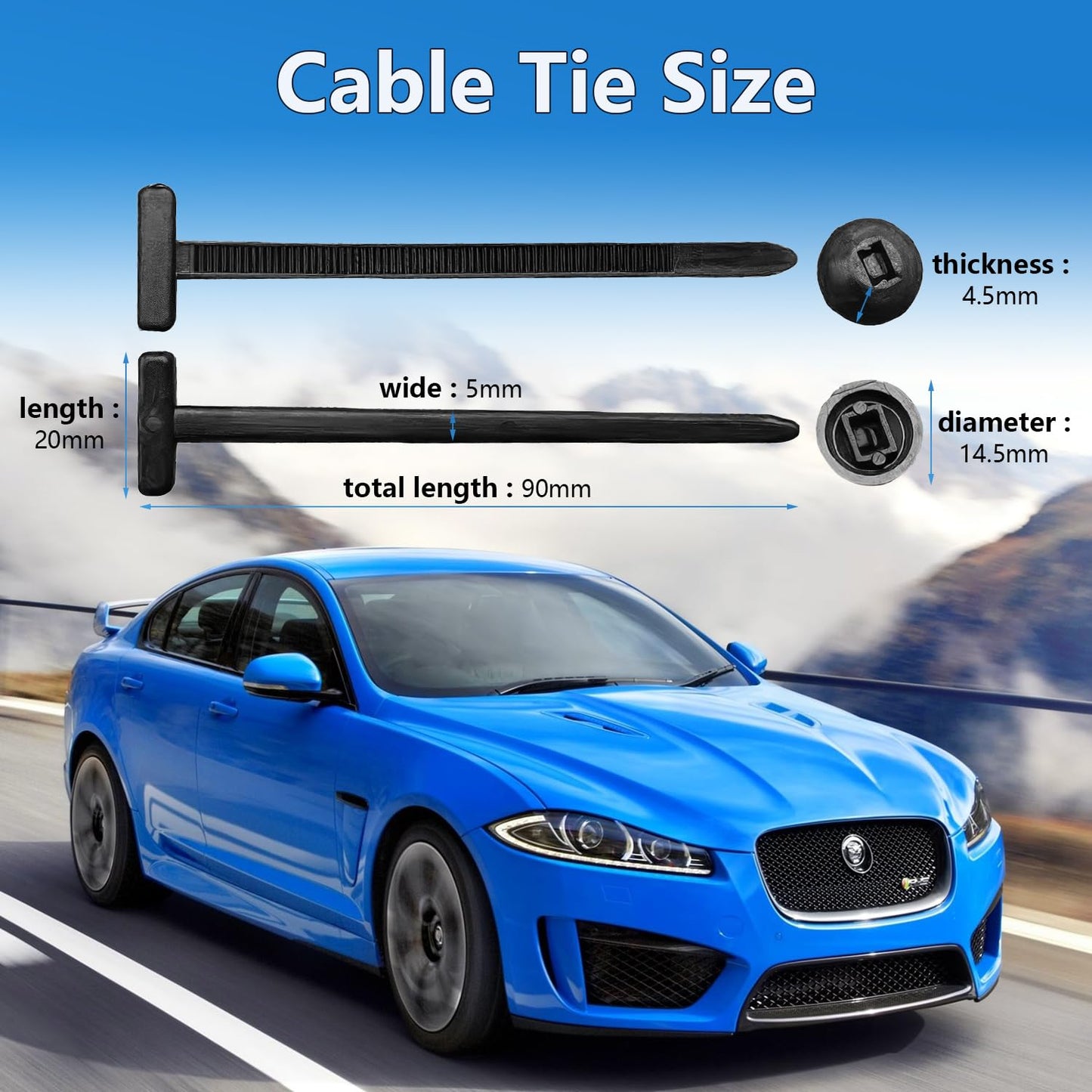 100Pcs Nylon Universal Cable Tie Buckle,Upgrade Multipurpose Heavy Duty Self-Locking Zip Ties Holder with Pin & Button Design,Multipurpose Plastic Cable Ties Tool for Car Daily Repair