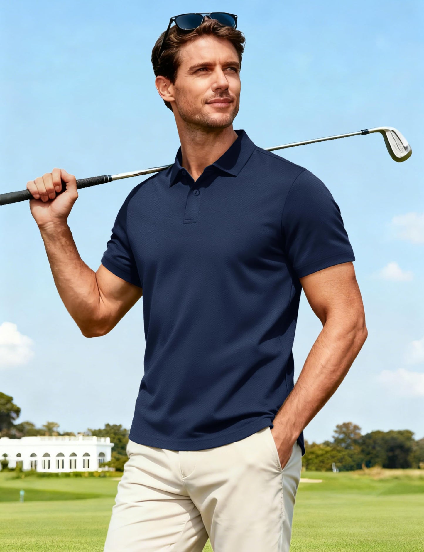 MAGCOMSEN Men's Polo Shirts Dry Fit Breathable Moisture Wicking Golf Casual