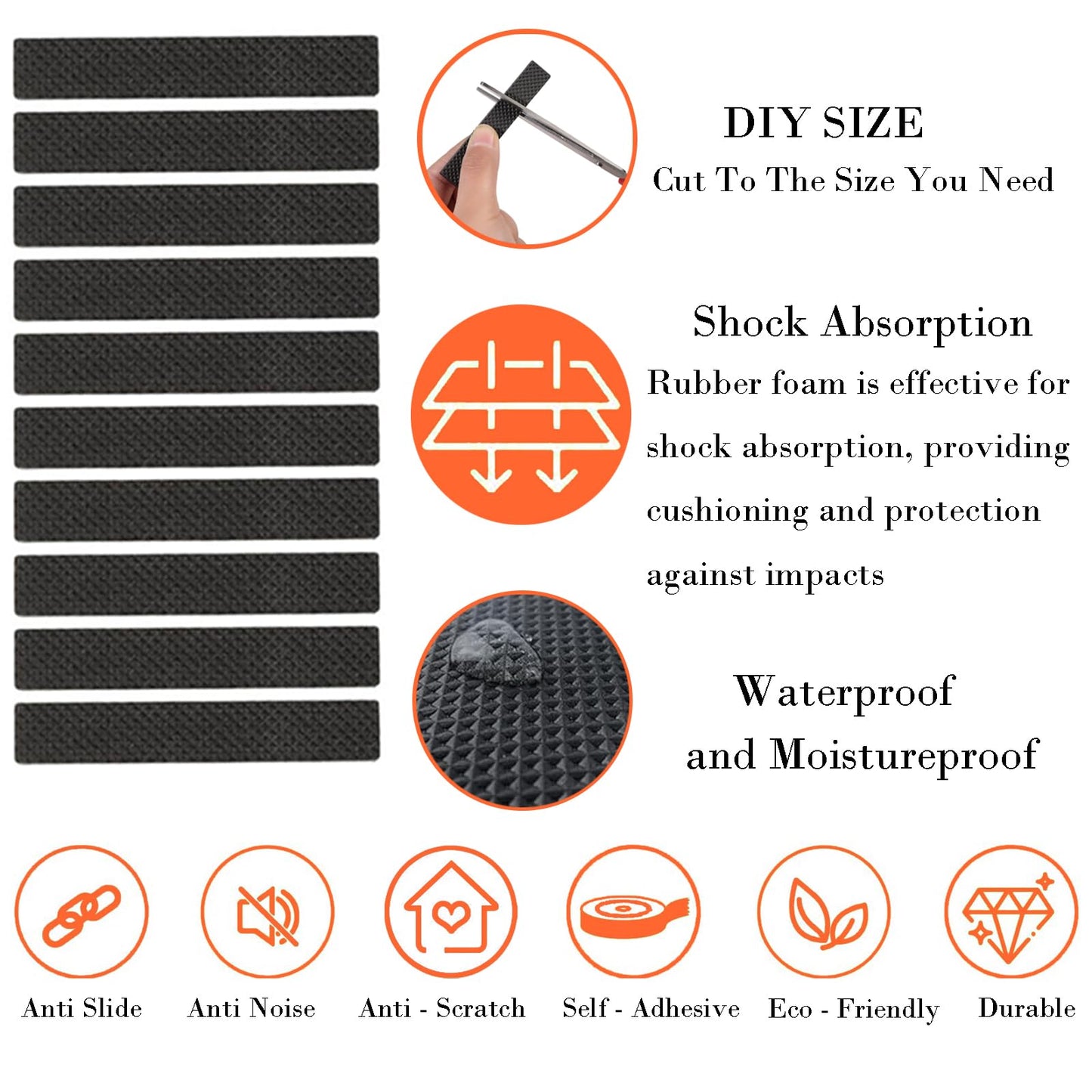 Fursafe&Q Non Slip Furniture Pads - Furniture Grippers for Hardwood Floors, 30 PCS Brown Non Skid Pads for Furniture Legs, Self Adhesive Rubber Furniture Floor Protectors - Keep Furniture in Place