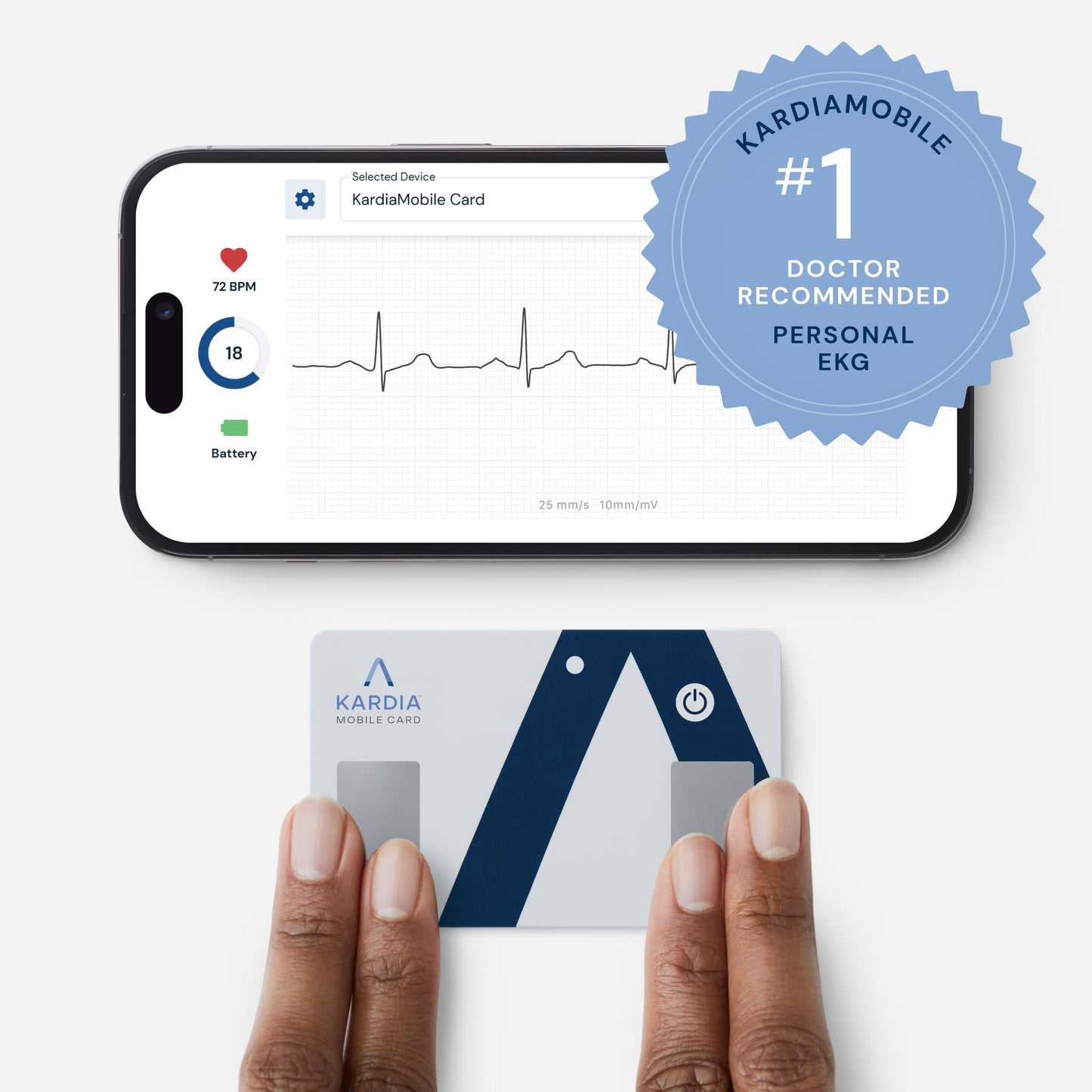 KardiaMobile Card Credit-Card Sized EKG, Medical-Grade & FDA-Cleared Personal Heart Monitor, Bluetooth Enabled, On-The-Go Check-Up Anywhere, Compatible with Most Smartphones, No Subscription Required
