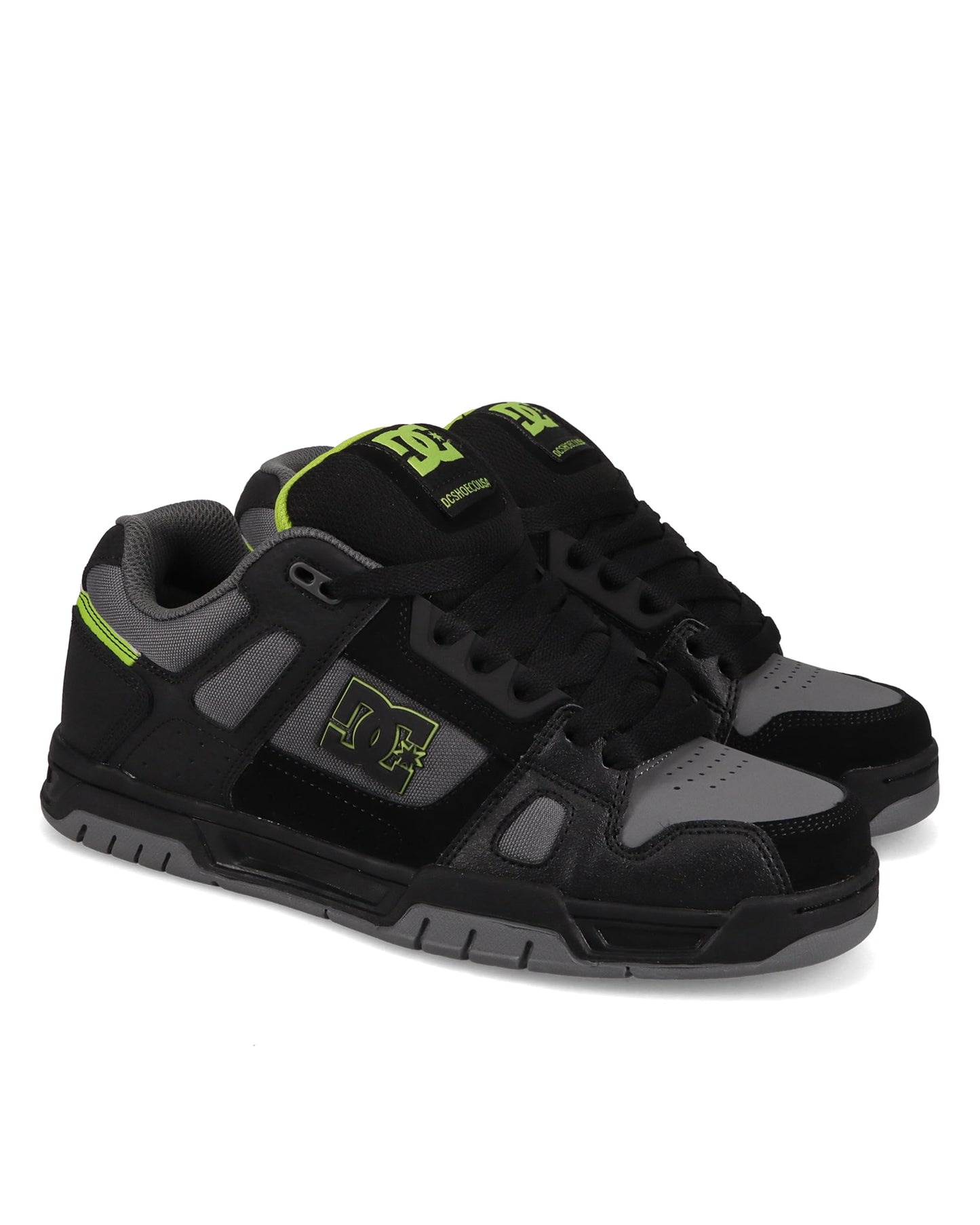 DC Men's Stag Skate Shoe, Black/Grey/Lime, 6