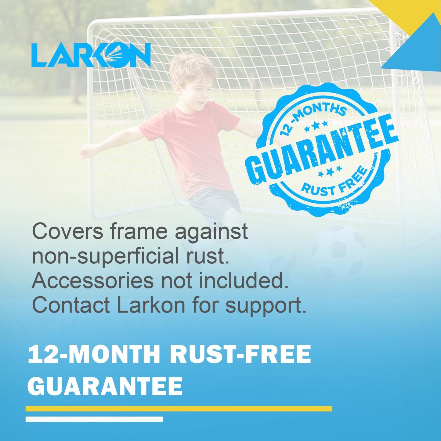 Soccer Goal 12×6 – Larkon – Backyard, Training and Tournament Size – Durable Rust-Free Guarantee Steel Frame for Kids and Adults – with Net, Cones, Storage Bag, Stakes and Easy Assembly