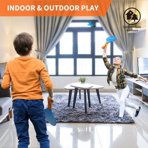 Banvih Badminton Set 4 Rackets - Beach Games & Yard Games for Adults and Family, Outdoor Games for Kids 8-12, Paddle Ball Set with Birdies, Lawn & Camping Games, Beach Toys for Summer Fun