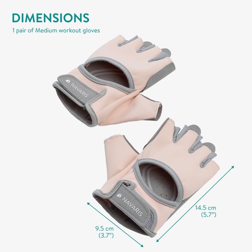 Navaris Women's Gym Gloves - Breathable, Sweat-Wicking Weight Lifting Gloves - Gym Accessories for Weightlifting Training, Workouts, Rowing, Fitness & Calisthenics - Pink, Size M