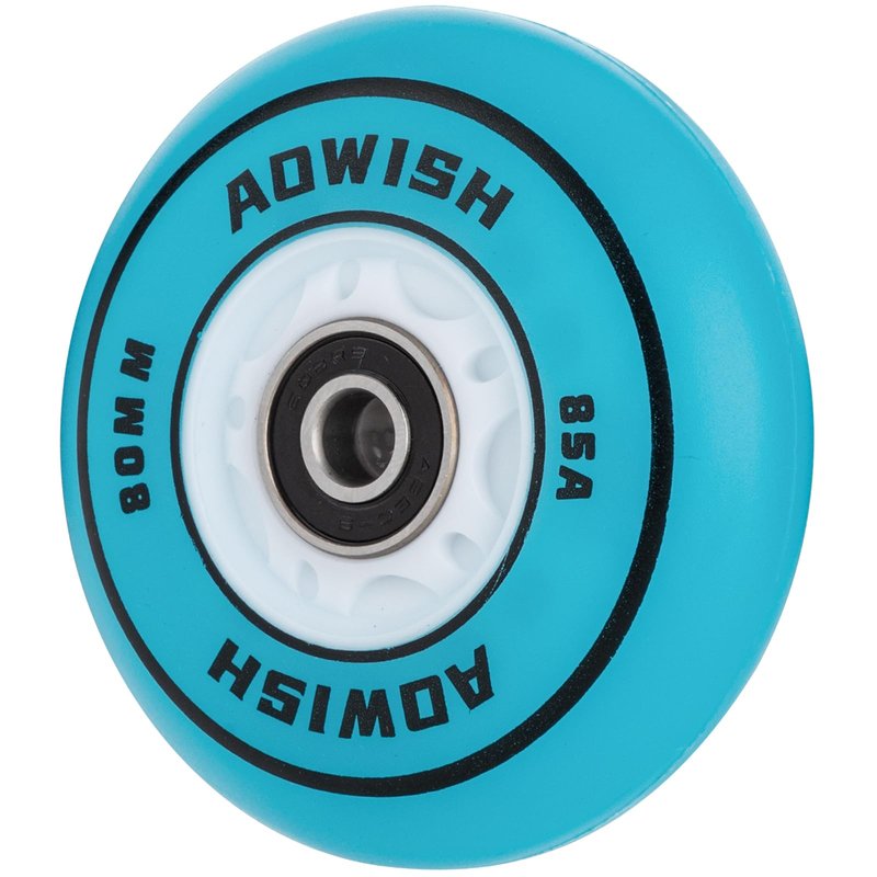 AOWISH Light-Up 80mm 85A Ripsurf Wheels with ABEC-9 Bearings for RipStik DLX Caster Board and Deluxe Junior Skateboard - Glow in The Dark (Set of 2) (Blue)