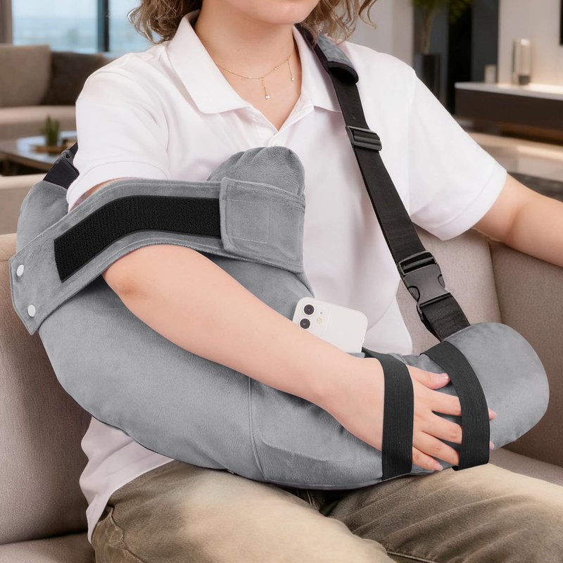 KUAZIDAR Shoulder Pillow Rotator Cuff Pillow - Arm Sling Side Sleeper Pillows for Adults, Post Shoulder Surgery Rotator Cuff Brace, Neck, Shoulder Pain, Post surgery gifts (Gray with strap)