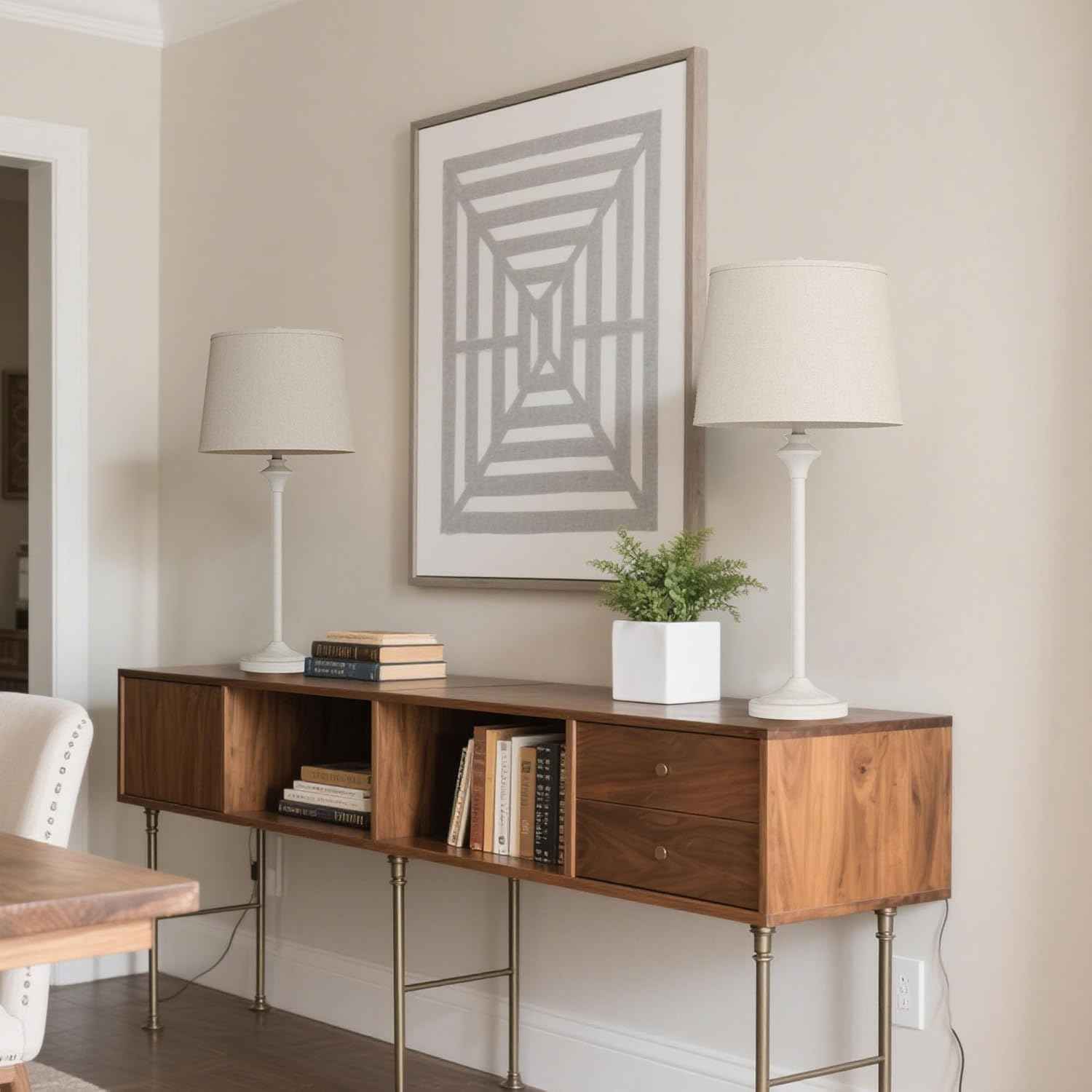 Brass Gold Table Lamps Set of 2 - 26" Modern Buffet & Nightstand Lamps for Living Room, Bedroom, Office