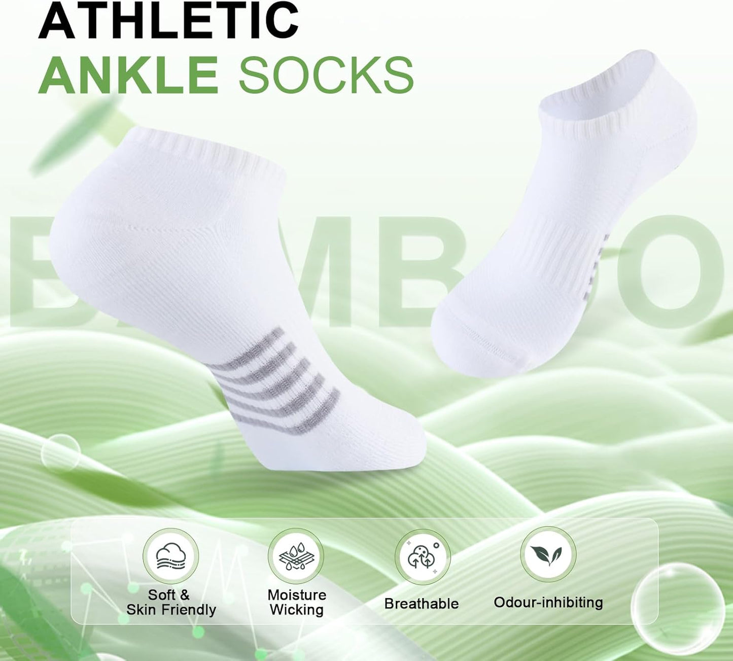 Skiennix Ankle Socks for Women - 12 Pairs Bamboo Viscose, Breathable & Moisture-Wicking, Low Cut