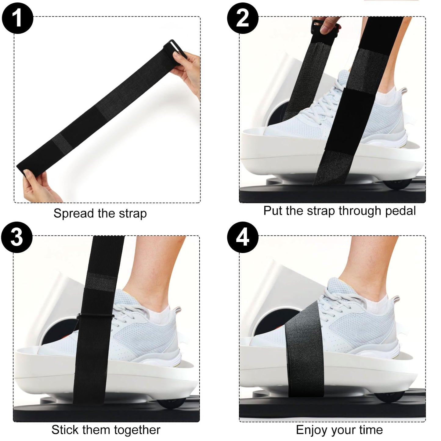 GUMWIG Leg Exerciser Traction Straps, Under Desk Elliptical Trainer 2 Pack Traction Straps，Electric Leg Exerciser Ellipse Equipment Pedal Band for Seniors to Secure & Stability Foot Accessories
