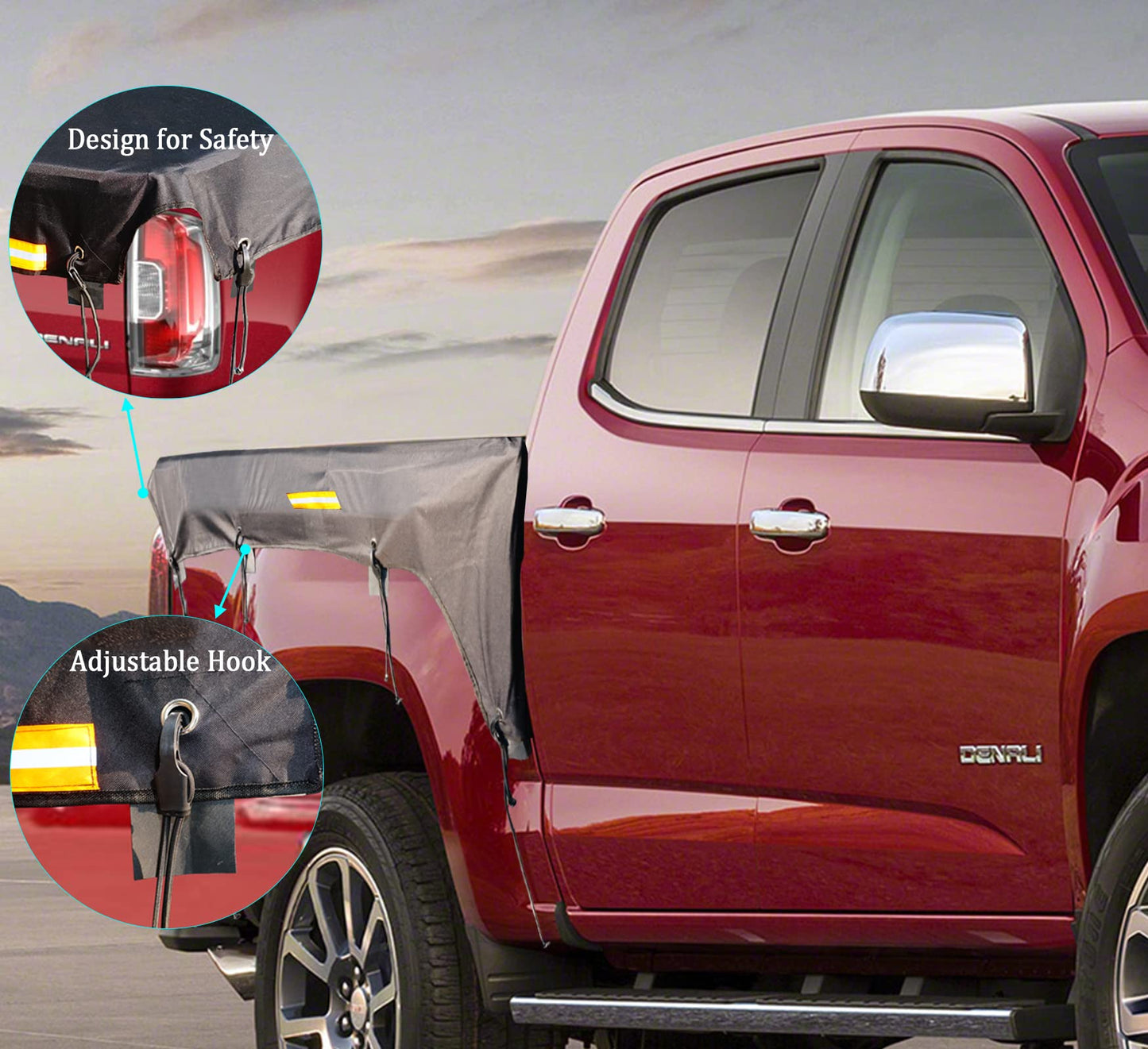 Softclub Upgraded Truck Bed Tarp Cover for Short Box（5.8’ Box） Fit for Ford F150 GMC Silverado/Sierra Ram, Waterproof Heavy Duty 600D Oxford Fabric, Pickup Truck Bed Covers with Bungee Webbings-Black