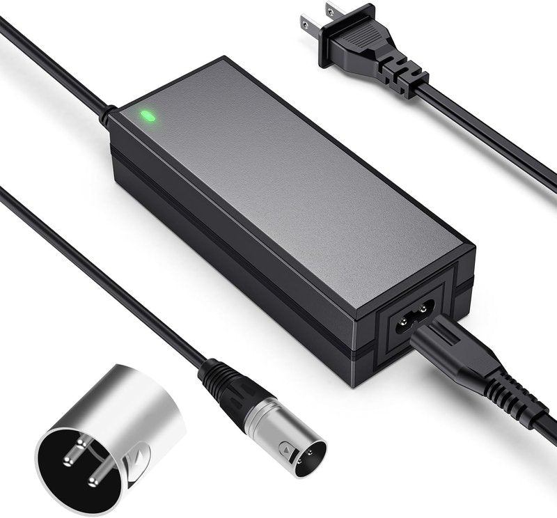 24V 2A Electric Scooter Battery Charger, Suitable for Go Go Elite Traveler, Pride Mobility, Jazzy Electric Chair Battery, and Plus Ezip Mountain Trailz 3-pin XLP Scooter Charger