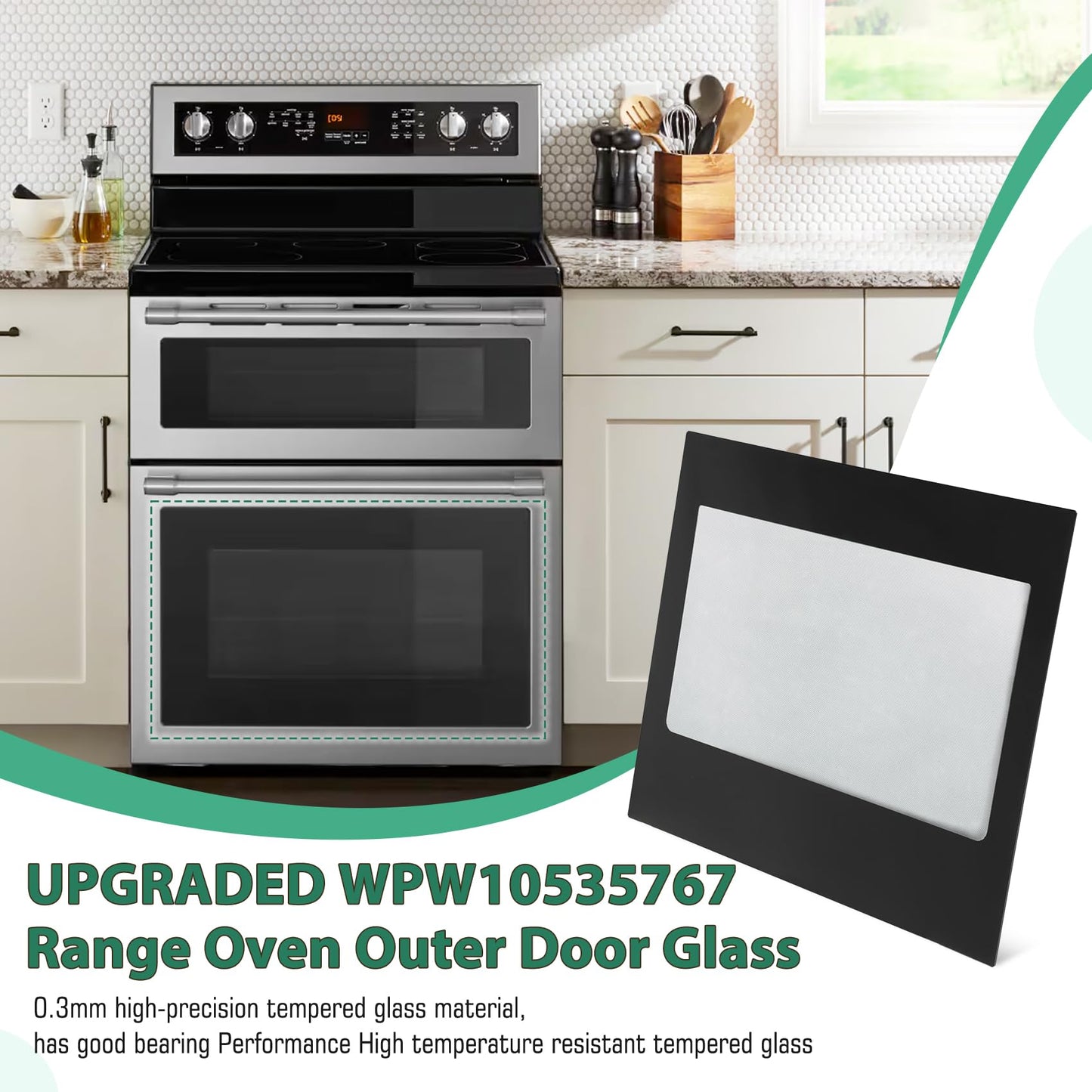 W10535767 WPW10535767 Range Oven Door Glass Compatible With Amana whirlpool Gas Range Inner Door Glass,25.2" W x 20.67" L,Replacement WFG505M0BW0 WFG320M0BW0 AGR5330BAB0 VRGW3162RB0