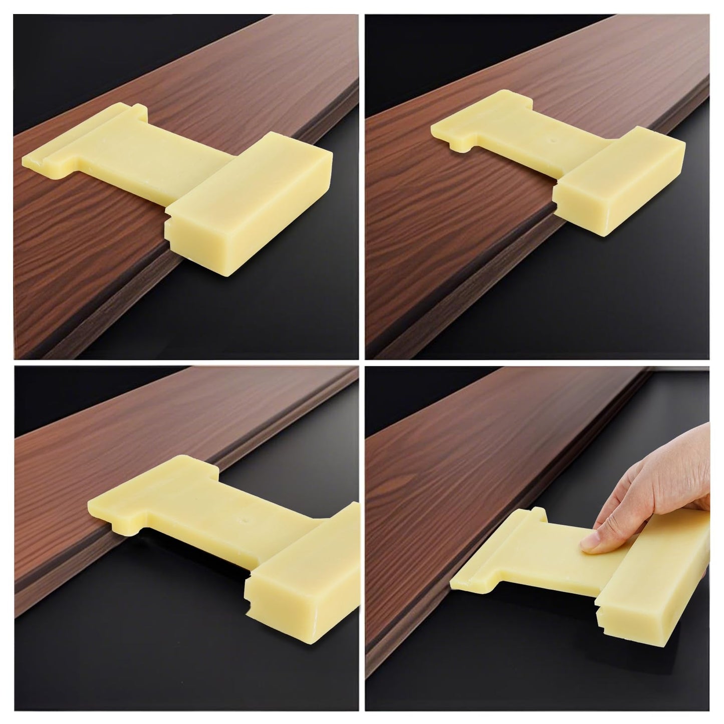 Yesland 2 Pack 4 in 1 Laminate Flooring Tools, Wood Floor Composite Board Laminate Installation Tool, Wood Floor Installation Tapping Block (Large) (Inclined Slot, Barb Slot U, V Slot, L Slot)