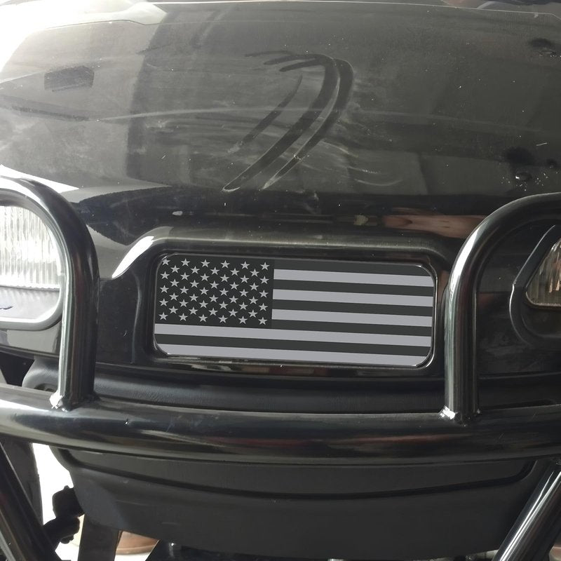 E-Z-GO Golf Cart Front Name Plate with Black & Grey American Flag Design, Fits 2014-2022 TXT, 2010-2015 2FIVE, 2008-2017 RXV, 2012-2016 Terrain, 2010-2022 Valor, and 2017-2022 Elite