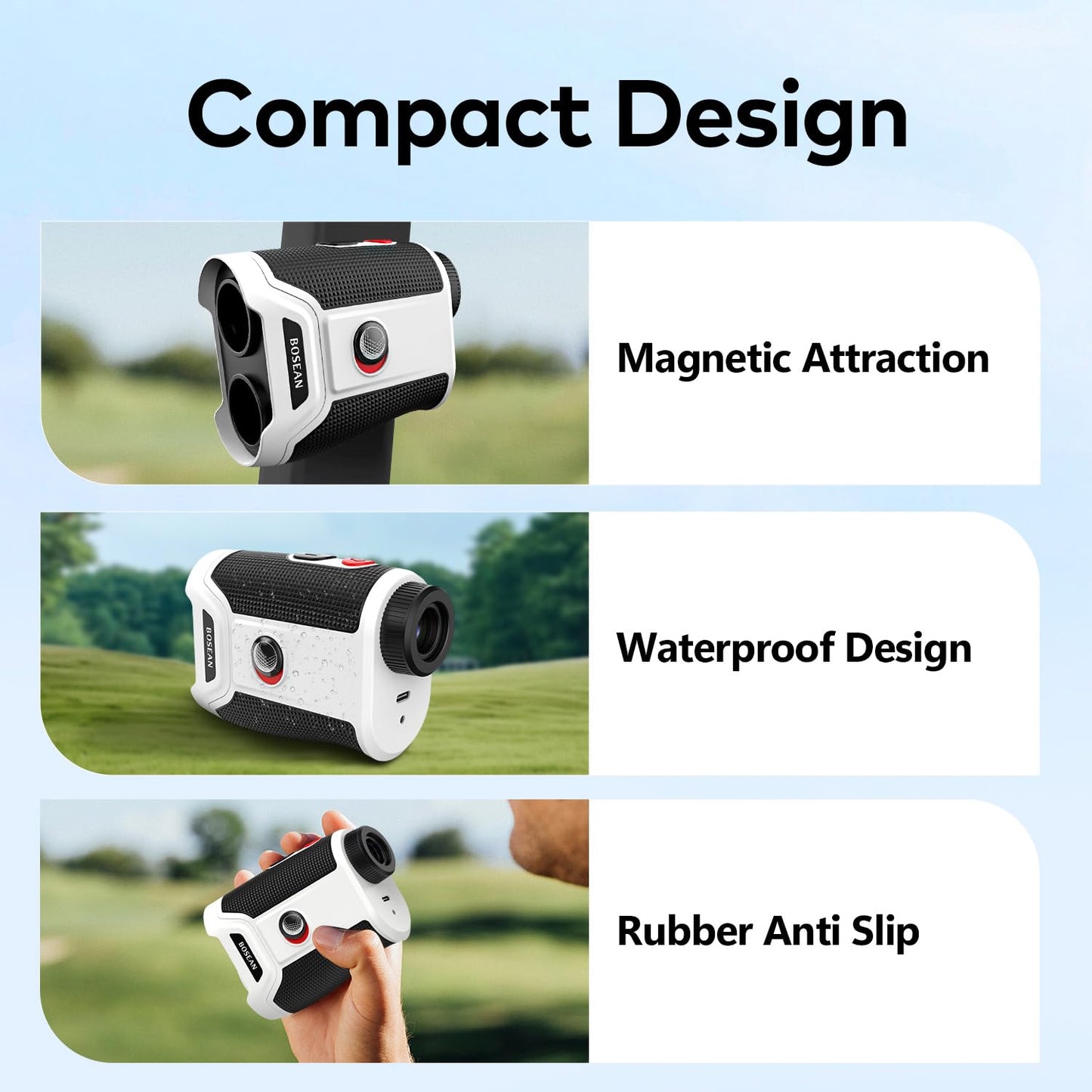 Golf Rangefinder with Slope and Magnetic, 1200/1500 Yards Range Finder Golf, 7X Magnification Flag Lock, Rechargeable Distance Measurment Device Accessory for Men (Black, 1200 Yards)
