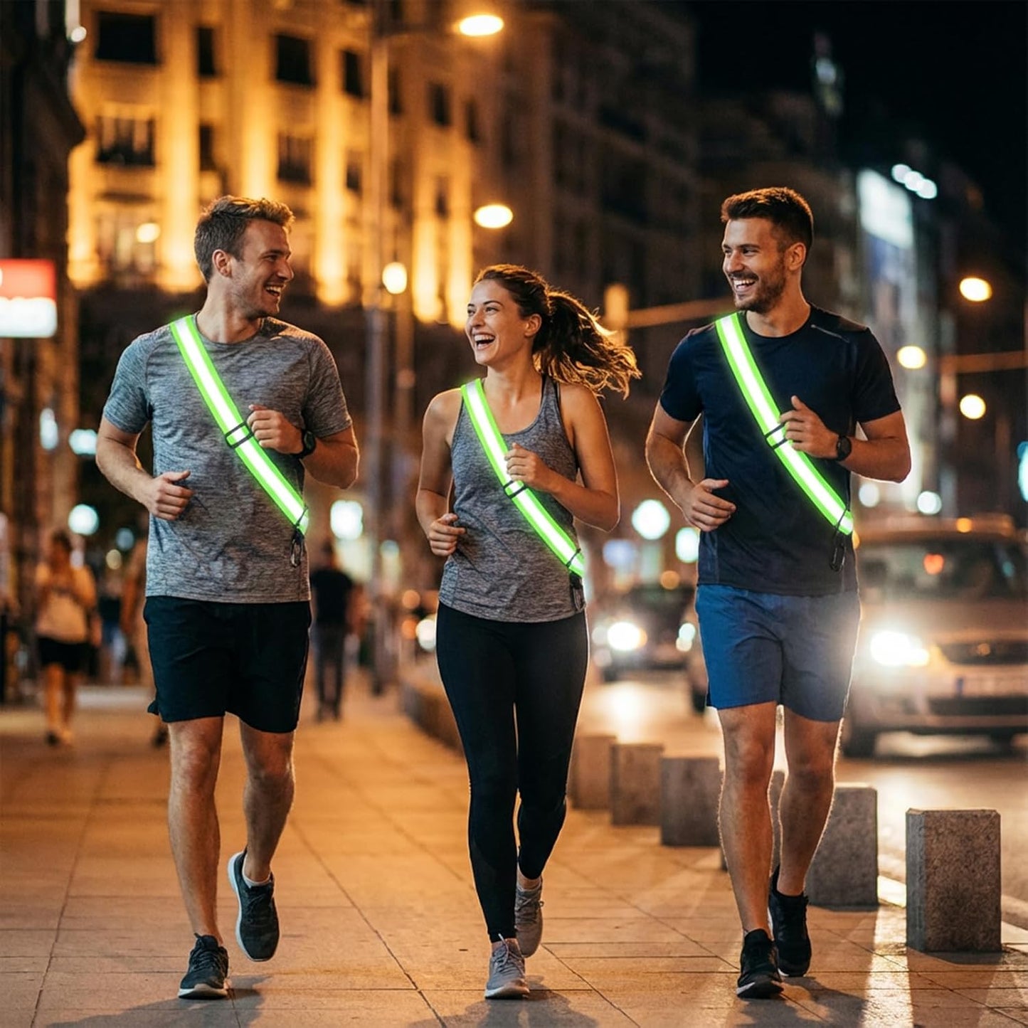 Tlence Reflective Sash - High Visibility Running Belt for Night Safety | Adjustable 10 Pack for Men & Women