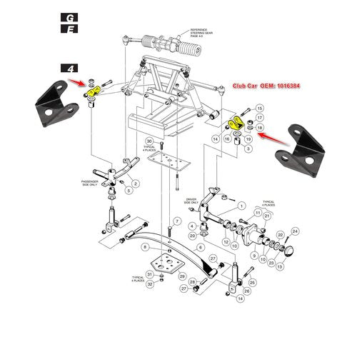 Drive-up Golf Cart Delta Upper Clevis for Club Car DS 1993-Up Gas and Electric Models OEM 1016384
