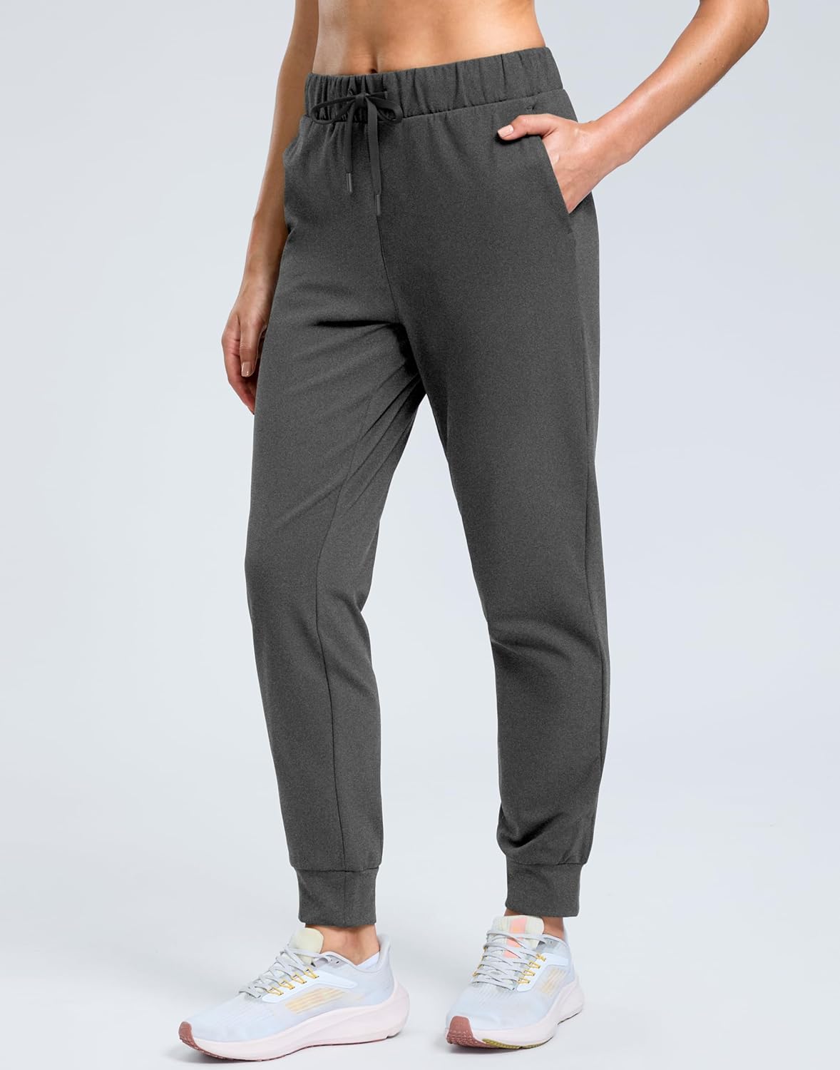 SANTINY Women's Thermal Fleece-Lined Joggers - Waterproof Sweatpants with Pockets for Winter Hiking