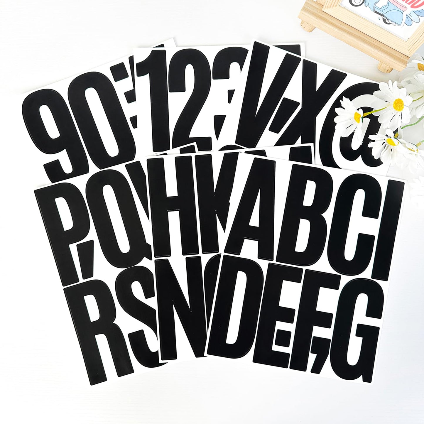 YNHAY 305 Pcs Waterproof 5" Vinyl Alphabet & Number Stickers - Self-Adhesive for Mailboxes, Windows, Doors, Signs, Vehicles, and More (Black, 5 Inch)